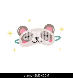 Maschera per dormire per bambini. Maschera di panda carina. Illustrazione vettoriale colorata. Maschera occhio panda felice per i bambini. Illustrazione di stile piatto Illustrazione Vettoriale