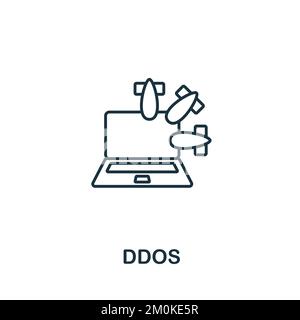 Icona DDoS. Icona monocromatica Simple Cyber Security per modelli, web design e infografiche Illustrazione Vettoriale