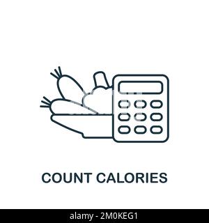 Icona Conteggio calorie. Monocromatico semplice Detox Dieta icona per modelli, web design e infografiche Illustrazione Vettoriale