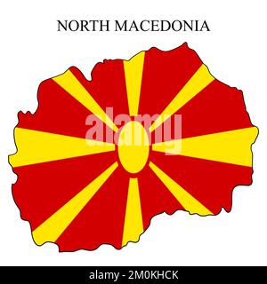 Illustrazione del vettore della mappa della Macedonia settentrionale. Economia globale. Paese famoso. Europa meridionale. Europa. Illustrazione Vettoriale