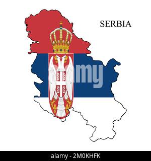 Illustrazione del vettore della mappa Serbia. Economia globale. Paese famoso. Europa meridionale. Europa. Illustrazione Vettoriale