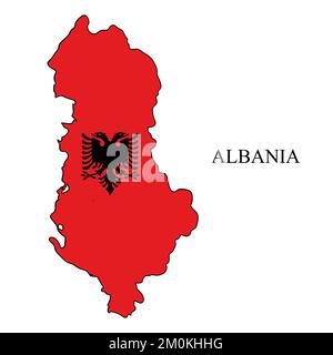 Illustrazione del vettore della mappa dell'Albania. Economia globale. Paese famoso. Europa meridionale. Europa. Illustrazione Vettoriale