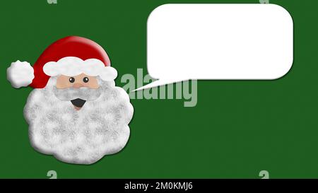 3D Illustrazione. Natale, Babbo Natale su sfondo grafico per buon Natale saluti, Felice Anno Nuovo. Bolla vocale per lo spazio di testo. Foto Stock