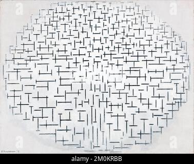 Piet Mondrian (Piet Mondriaan), composizione 10 in bianco e nero, pittura astratta in olio su tela, 1915 Foto Stock