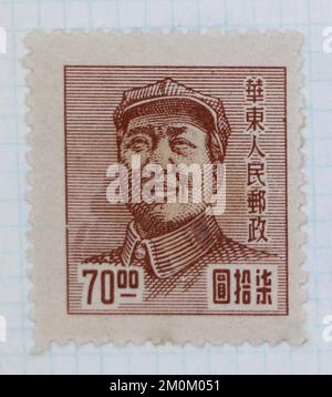 Foto di un francobollo della Repubblica popolare Cinese Mao TSE-tung Definitives serie 1949 Foto Stock
