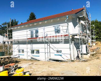 Nuovo cantiere con intonaco di base finito Foto Stock