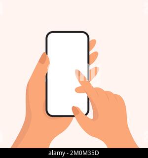 Touch screen dello smartphone utilizzando l'illustrazione vettoriale del display a mano vuota Illustrazione Vettoriale