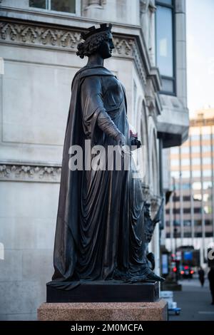 Statua del commercio di Henry Bursill sul Viadotto di Holborn, il primo flyover, è stato aperto dalla regina Victoria in 1869. Foto Stock