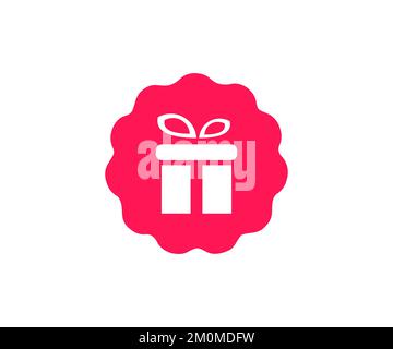 Francobollo regalo. Etichetta regalo gratuita per il logo promozionale. Confezione regalo. Buono regalo. Segno speciale presente. Vendita e progettazione promozionale. Offerta speciale, vendita. Illustrazione Vettoriale