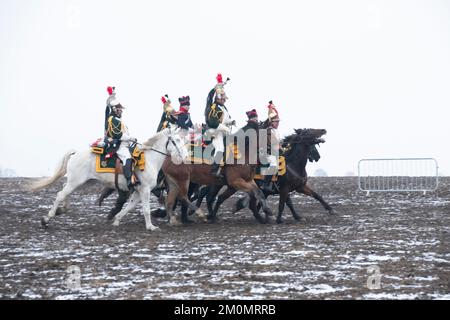 Battaglia di ricostruzione Austerlitz 2022 a Tvarozna, Repubblica Ceca Foto Stock