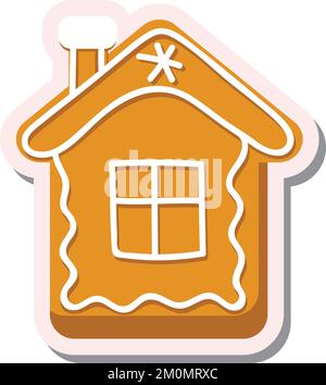 Carino cartone animato Natale zenzero casa pane Illustrazione Vettoriale