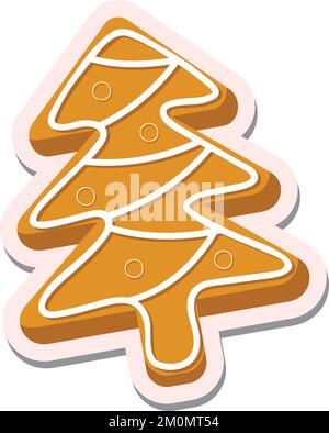 Carino cartone animato Natale zenzero albero del pane Illustrazione Vettoriale