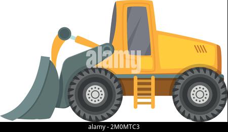 Icona della macchina livellatrice. Vista laterale del veicolo Cartoon Construction Illustrazione Vettoriale