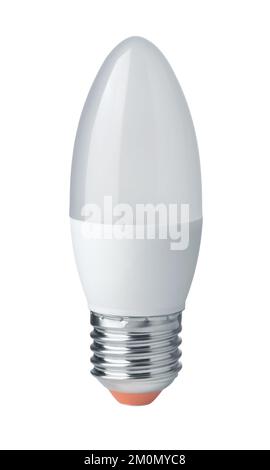 Vista frontale della lampadina a LED smerigliata isolata su bianco Foto Stock