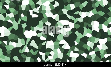 Figure geometriche intrecciate in bianco e verde su sfondo astratto con rendering 3D per concetti di decorazione, tessuto e pattern Foto Stock