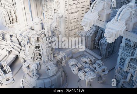 Fantastica città high-tech. rendering 3d Foto Stock
