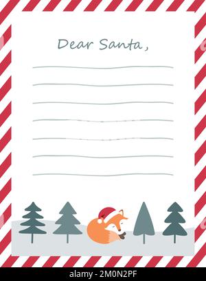 lettera della lista dei desideri di natale a babbo natale per i bambini Illustrazione Vettoriale