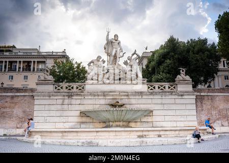 Scultura in Piazza del Popolo a Roma. Foto Stock