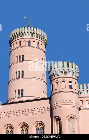 Granitz Hunting Lodge / Jagdschloss Granitz, castello del 19th ° secolo sull'isola tedesca di Rügen vicino a Binz nel Meclemburgo-Vorpommern, Germania Foto Stock