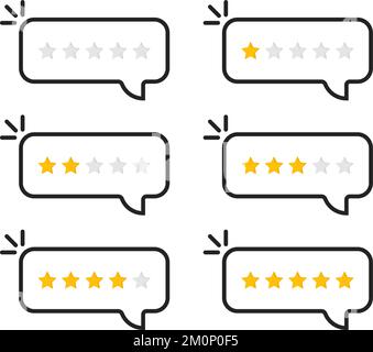 stelle di valutazione a bolla di parole lineari Illustrazione Vettoriale