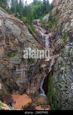 Le Broadmoor Seven Falls a Colorado Springs, nel Colorado meridionale Foto Stock