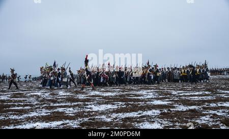 Battaglia di ricostruzione Austerlitz 2022 a Tvarozna, Repubblica Ceca Foto Stock