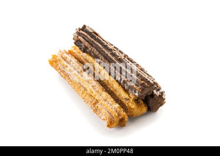 Tipici churros argentini isolati su sfondo. Foto Stock