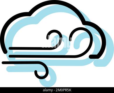 Icona vento nero isolato icona vento vento Vector Illustrazione Vettoriale