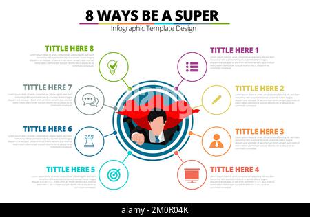 Super businessman Flying Fast Infografica Vector Illustration adatta per la presentazione aziendale, Employee Training Infografica Template . Motivazione Foto Stock