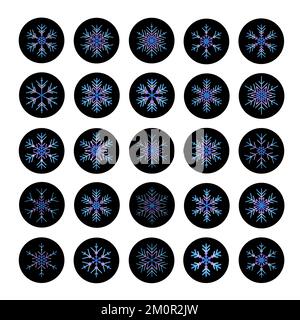 Set vettoriale di varie icone fiocchi di neve. illustrazione per il web Illustrazione Vettoriale
