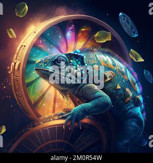 Casino Spirit Animali, roulette ruota con un suggerimento del Dreamcatcher per la buona fortuna e fortuna al casinò Foto Stock