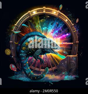 Casino Spirit Animali, roulette ruota con un suggerimento del Dreamcatcher per la buona fortuna e fortuna al casinò Foto Stock