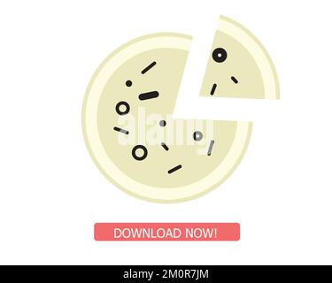 Deliziosa pizza icona illustrazione a base vettoriale, colorato consegna cibo monogramma e simbolo Illustrazione Vettoriale