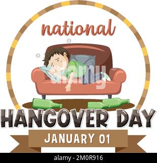 Happy National Hangover Day illustrazione Illustrazione Vettoriale