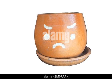Vaso di fiori con facce che mostrano sentimenti Foto Stock
