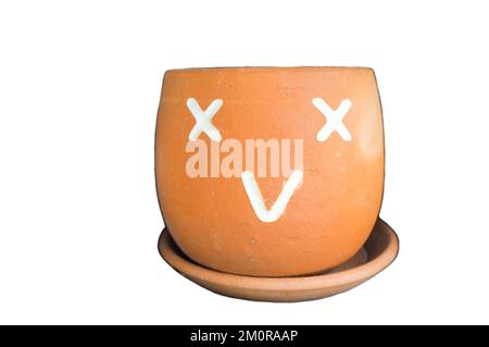 Vaso di fiori con facce che mostrano sentimenti Foto Stock