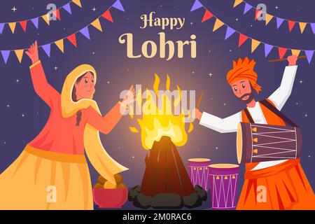 felice illustrazione di sfondo lohri in design piatto Illustrazione Vettoriale