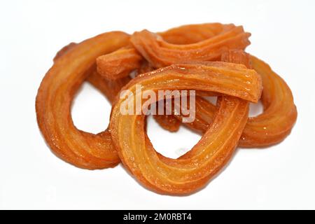 Turco Churros, cibo di strada molto popolare o dessert di strada in Turchia, Halka Tatlisi dessert circolare fritto in olio e zuccherato con sciroppo di miele, s Foto Stock