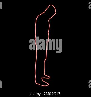 Neon uomo nel cappuccio concetto pericolo silhouette vista laterale iconred colore vettore illustrazione immagine piatto stile luce Illustrazione Vettoriale