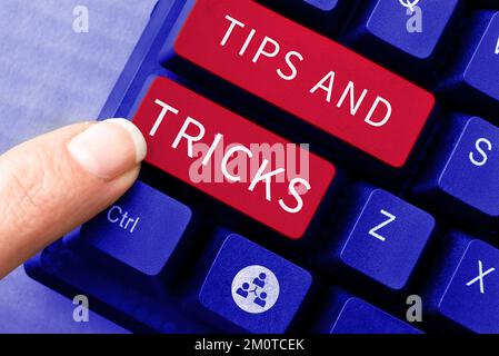 Suggerimenti e trucchi per la visualizzazione concettuale. Parola per i consigli utili che rende determinate azioni più facili da fare Foto Stock