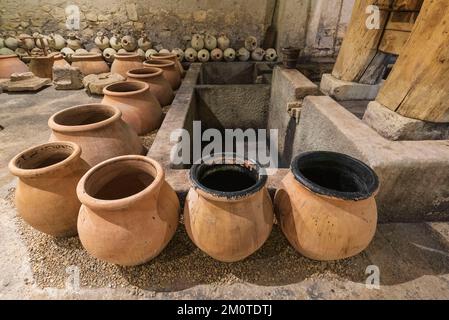 Francia, Gard, Beaucaire, Mas des Tourelles, ricostruita la stampa romana Foto Stock