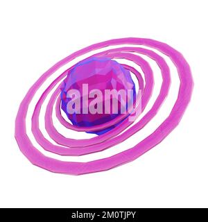Astratto basso poly cartone animato stile pianeta viola con anelli isolati su sfondo bianco. rendering 3d Foto Stock