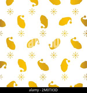 Babbo Natale in lamina d'oro e fiocchi di neve modello senza cuciture Illustrazione Vettoriale