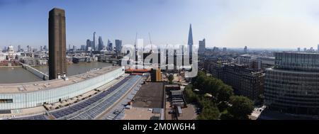 Panorama: Skyline Von London: Bishopsgate Tower, Edificio Leadenhall ('Käsereibe'), Scalpel, Hochhaus 20 Fenchurch Street, Das Auch 'Walkie Talkie' Bz Foto Stock