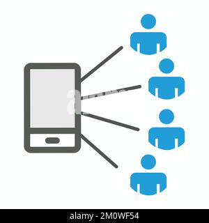 Icona con persone infette utilizzando Contact Tracing per contenere la diffusione del coronavirus. Contact Tracing Covid-19 Concept. Illustrazione Vettoriale