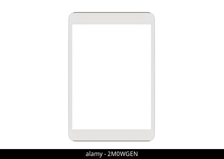 Digital Tablet Isolated Mockup sfondo bianco, nuovo moderno nero Frameless Tablet vuoto con uno schermo bianco basato su uno Studio Shot di alta qualità Foto Stock