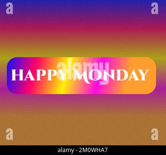 Un illustrato HAPPY MONDAY testo icona colorata isolato su sfondo colorato Foto Stock