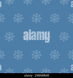 Anchor Helm blu vettore senza cuciture pattern Illustrazione Vettoriale