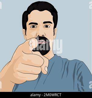 Uomo che punta il dito verso di voi illustrazione vettoriale Illustrazione Vettoriale