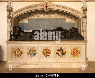 All'interno della Chiesa Prioria di St Marys & St Blaise, ora la chiesa parrocchiale nel villaggio di Boxgrove, Sussex occidentale, Inghilterra, Regno Unito Foto Stock